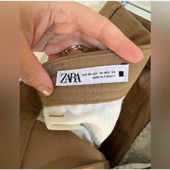 ZARA Melange Pant Slim Bi-Stretch Men's 34 Tan Khaki Dress Pants 34x29 - Picture 3 of 7